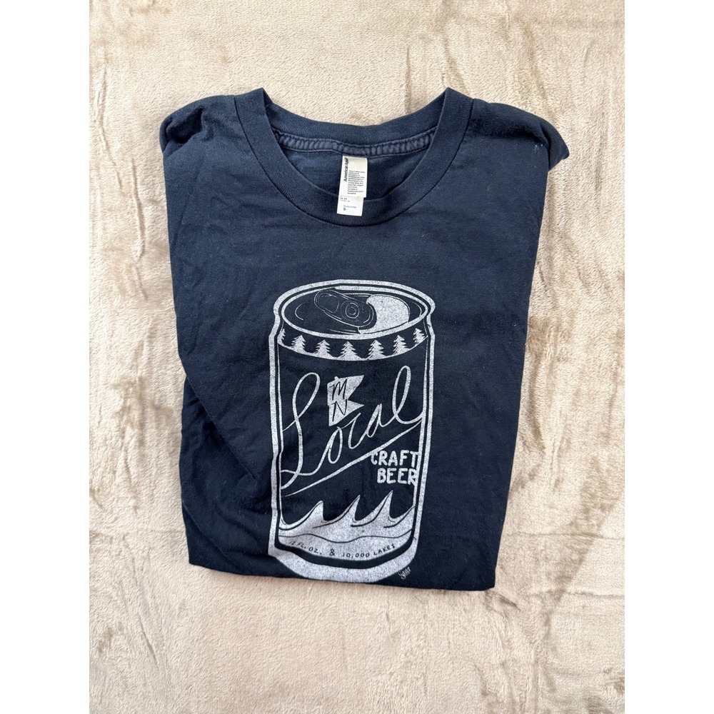 American Apparel MN Local Craft Beer Graphic T-Shirt Mens Small Black‎